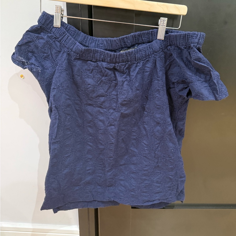 Banana Republic Dark Blue Eyelet Blouse